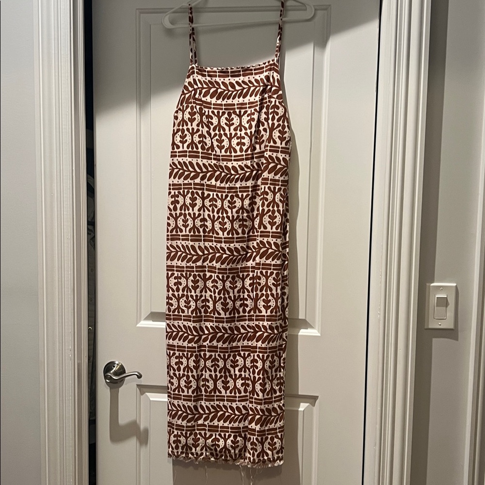 Zara Brown and White Maxi Dress